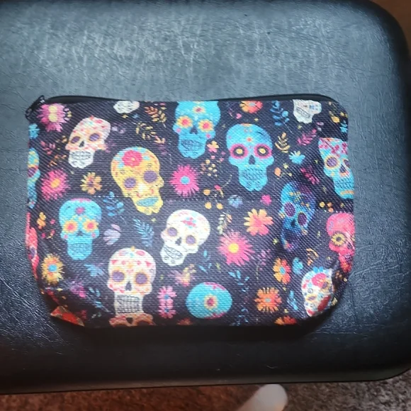 Bundle Of Floral Skull Canvas Tote, Mug, Small Skull Candy Tote Bag, Makeup Bag - Picture 9 of 10